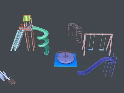 kid playground pack Low-poly 3D model