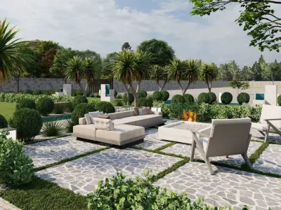 3D Exterior Scene 3D model design garden and landscape 3D model