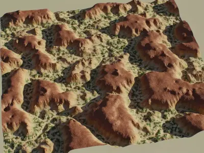 Canyon Realistic Terrain 4k PBR Landscape Low-poly 3D model Low-poly 3D model