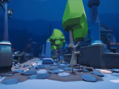 cemetery - Dark Corner Low-poly 3D model