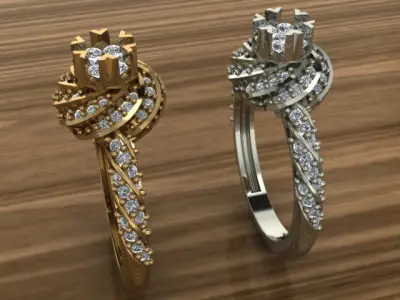 Beautiful gold silver Ring 3D print model
