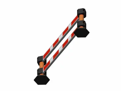 Orange white striped barricade Low-poly 3D model