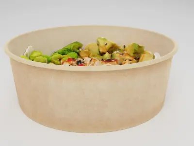 Poke bowl lunch with eggs cheese avocado tomatoes  3D model