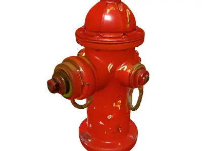 Weathered Red Fire Hydrant Low-poly 3D model