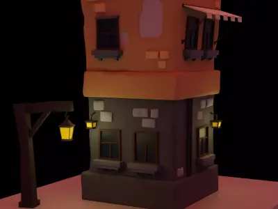 Cartoon building 3D model