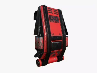 SciFi Backpack F09 Red - Fashion Character Design Low-poly 3D model