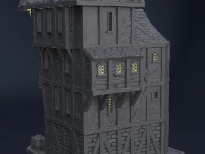 Medieval Seaside Warehouse Tabletop Terrain 28 MM 3D print model