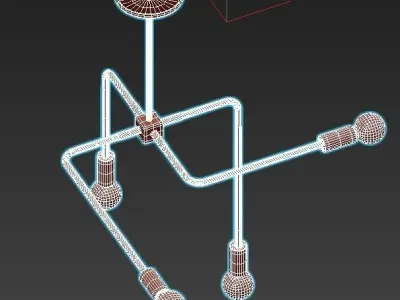 odder three light chandelier - gold 3D model
