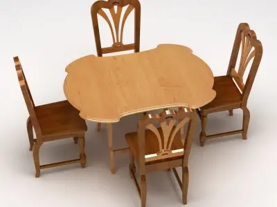 Chair and Table Set 3D model