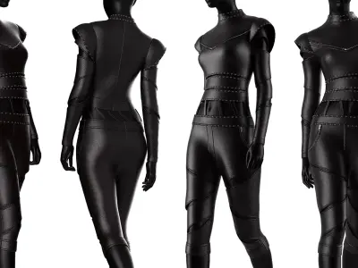 Futuristic Leather Armor Set Low-poly 3D model