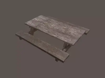Street Wooden Table Low-poly 3D model