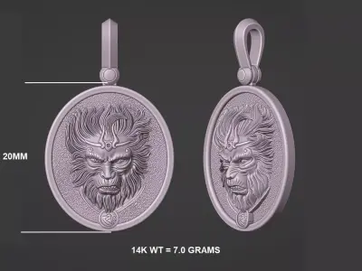 ANGRY MONKEY KING PENDANT DESIGN GOLD 3D print model