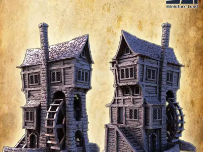 River Mill House Tabletop Terrain 28 MM 3D print model