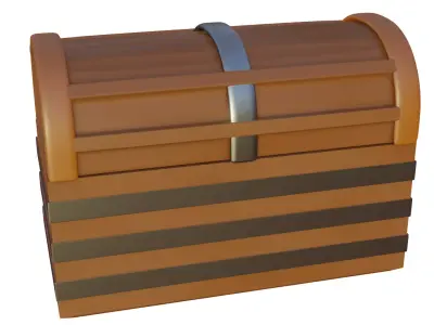 Low poly gameready chest wooden 3D model
