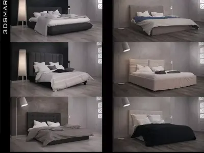 Bed collection four different beds 3D model