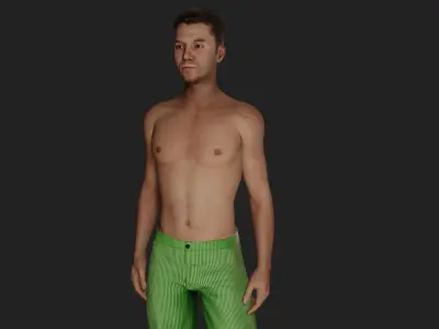 The Melancholic Elegance 35-Year-Old Man in Green Shorts 3D model