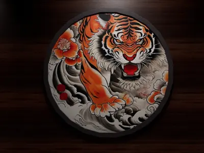4 Old Japan Tiger Pictures 3D model