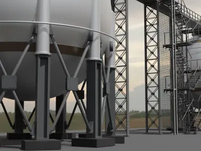 Realistic Twin Gas Storage 3D model