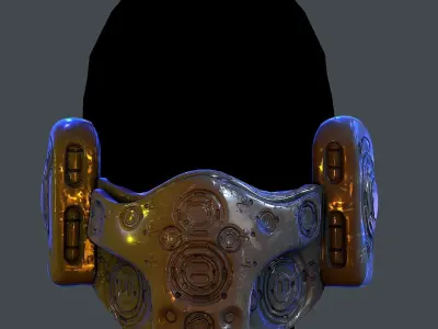 Gas mask helmet scifi Low-poly character art game space  Low-poly 3D model get