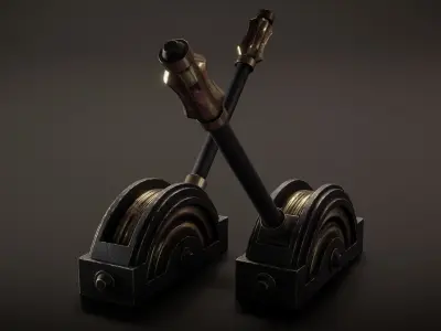 Floor Mounted Lever Mechanism Low-poly 3D model