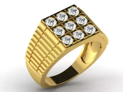 Light Weight Yellow Gold Diamond Ring DR-6677 3D print model