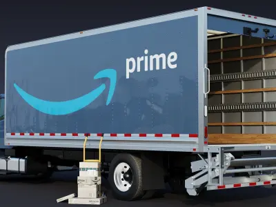 2020 Freightliner M2 106 Box truck Amazon Low-poly 3D model