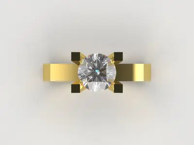 Square Solitaire Ring sr0053 3D print model