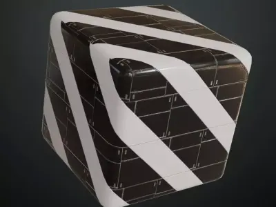 Black and White Diagonal Stripe Sci-fi Panel PBR Seamless Texture