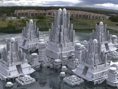Fantasy Floating City 3D model