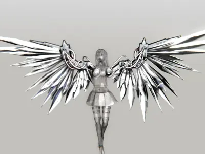 Mecha Angel Wings Low-poly 3D model
