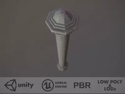 Barrier Bollard pack 3 Gray v3 Low-poly 3D model