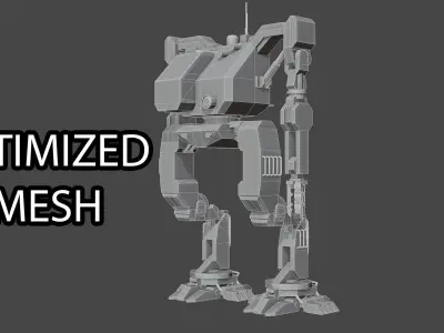 Cyberpunk mech Low-poly 3D model