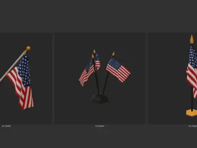 Flag USA American Free low-poly 3D model