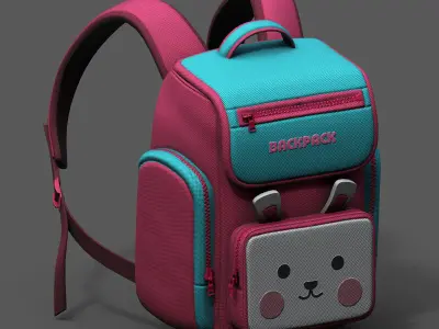 Backpack Camping toy Color baggage bag  Low-poly 3D model