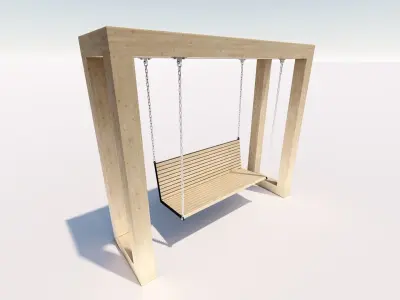 Wooden swing with lighting 3D model