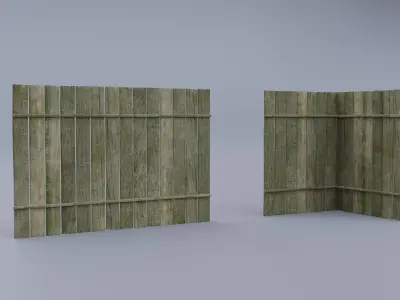 Modular Wooden Fence 3D model