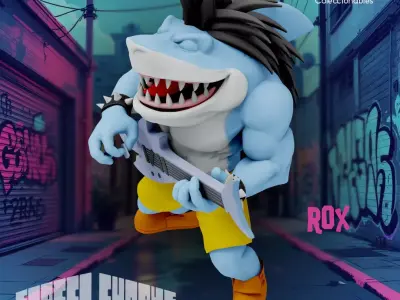 Street Shark - Rox with guitar - Animated Series 3D print model