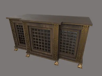 Cabinet ornate with glass doors 3D model