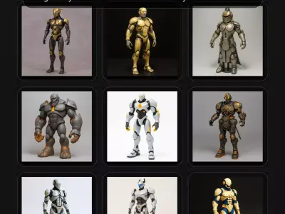 Mecha Heroes Pack - 9 High-Poly Kitbash Characters 3D print model