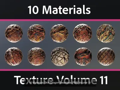 100 Materials Skin Dragon Seamless PBR Pack 2 Texture