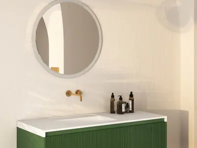 White Minimalist Bathroom Interir Scene 3D model