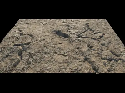 Abandoned WW1 battlefield with a lake 3D model