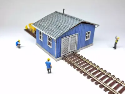 N Scale Speeder Shed with Internal Details 3D model