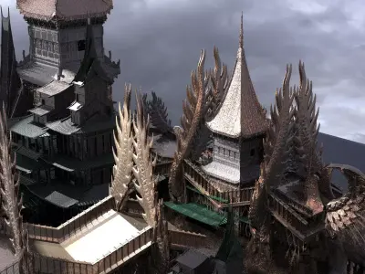 Samurai Dragon blood lines Emperor Bridge castle 3D model