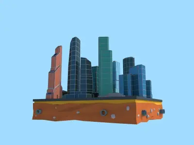 Cartoon Low Poly Moscow City  Low-poly 3D model