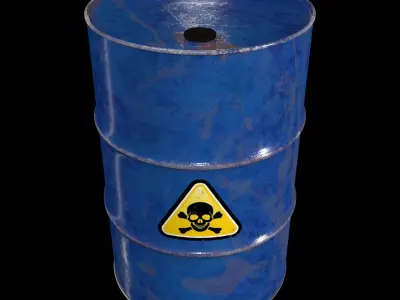 Damage Blue Barrel Low-poly 3D model