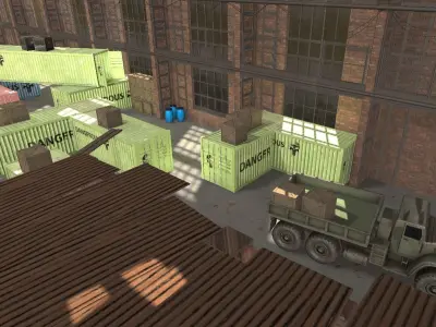 FPS Hangar - tournament map Low-poly 3D model