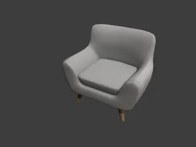 Light Grey Armchair Low-poly 3D model