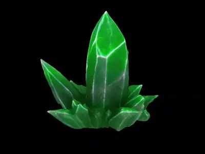 Green Grass element Crystal Gem Low-poly 3D model