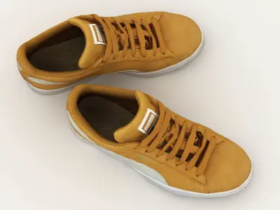 Yellow Suede Puma Sneakers 3D model
